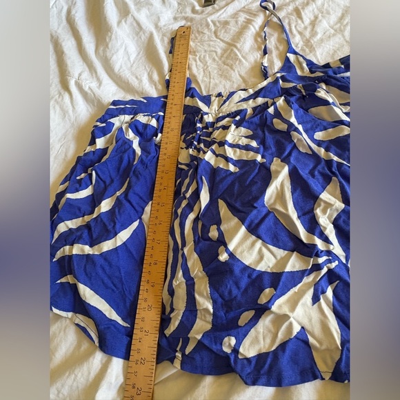 Patrons of Peace NWT royal blue white tank medium vacation print rayon - Picture 5 of 9